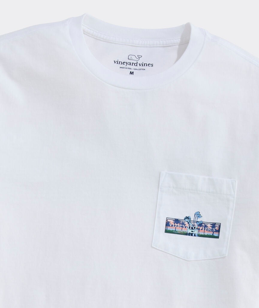 Vineyard Vines Sunset Golf Logo Box Long-Sleeve Pocket Tee - White
