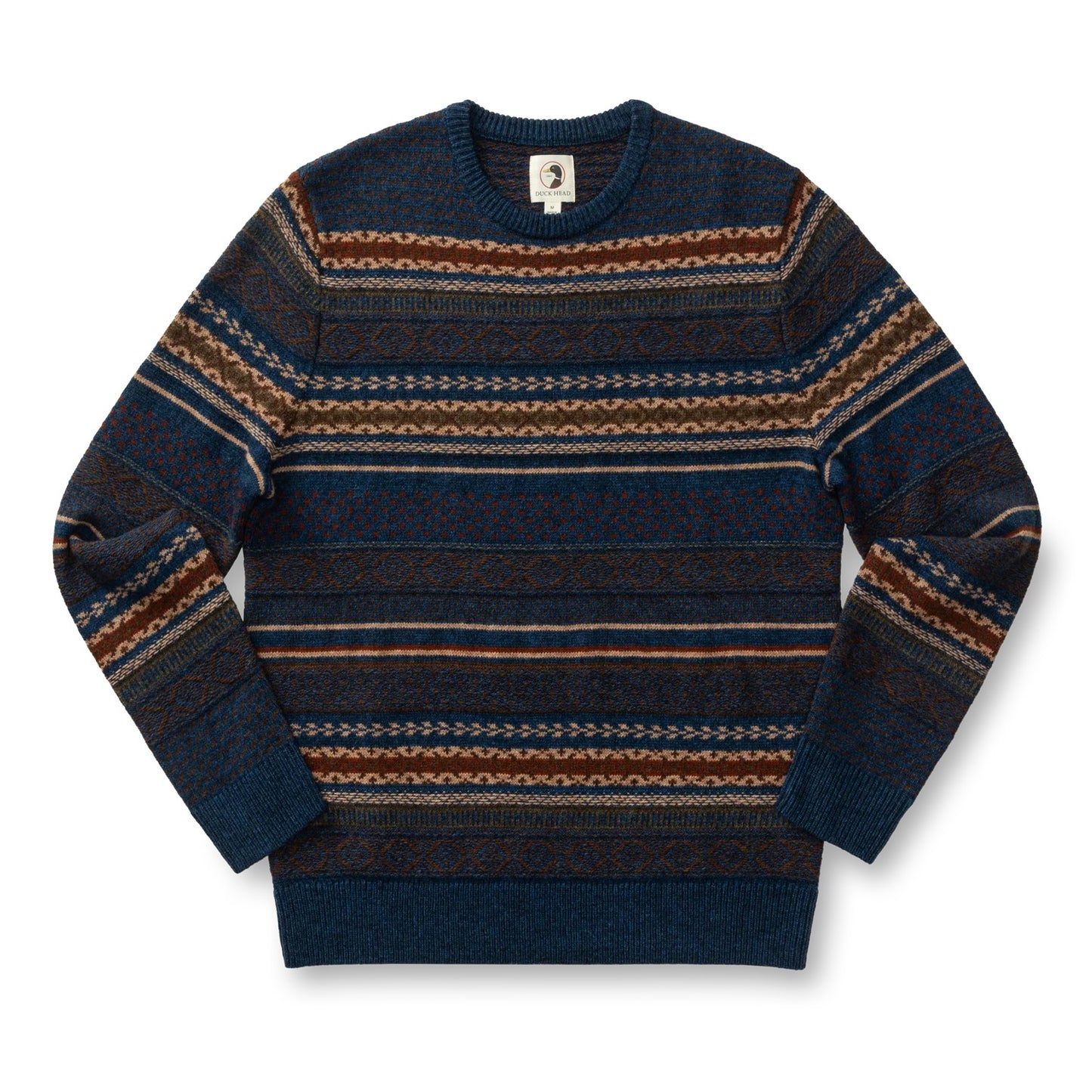Birch Fair Isle Merino Crewneck Sweater (Maritime Blue Heather)