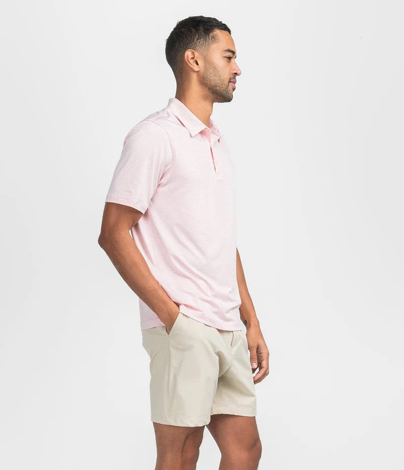 Southern Shirt Heather Madison Stripe Polo - Conch Shell