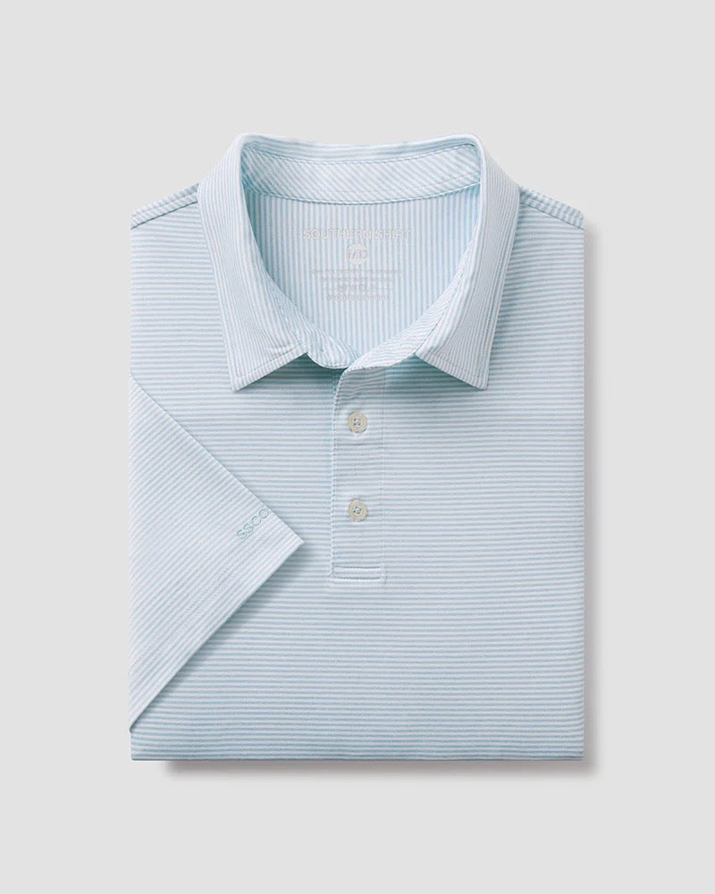 Southern Shirt Heather Madison Stripe Polo- Ocean Breeze