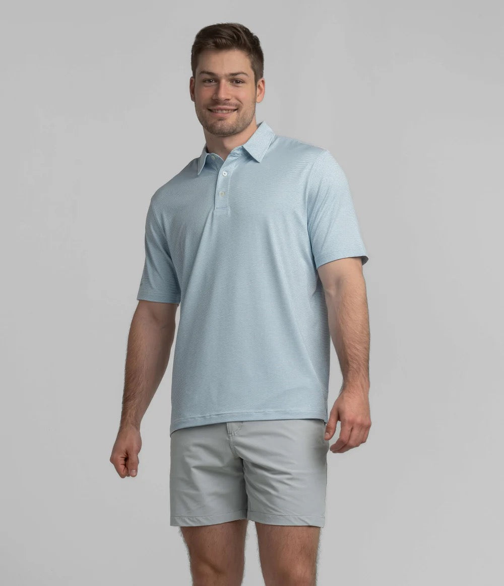 Southern Shirt Heather Madison Stripe Polo- Ocean Breeze