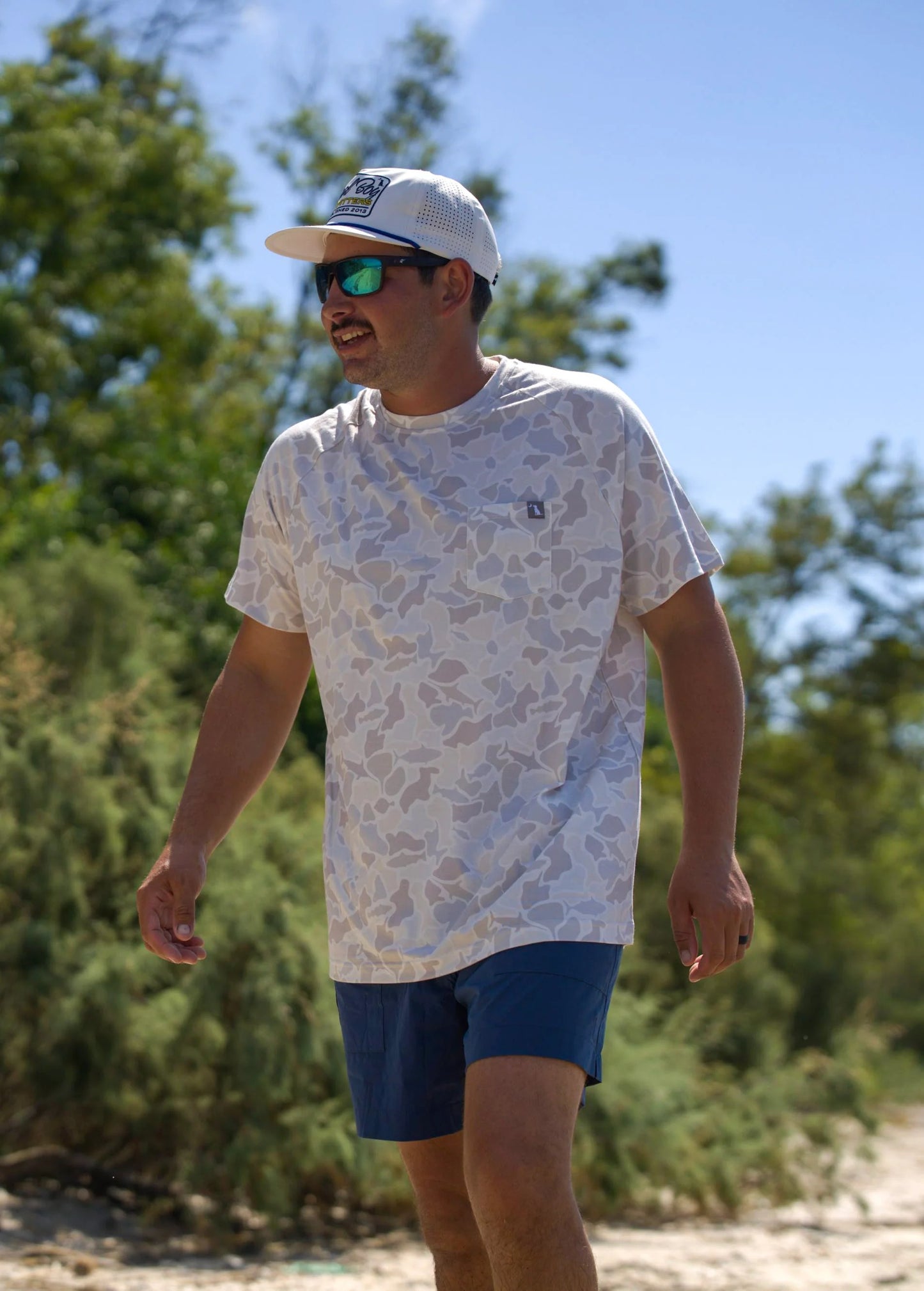 Local Boy S/S Heather-Blend Crew - Saltwater Camo