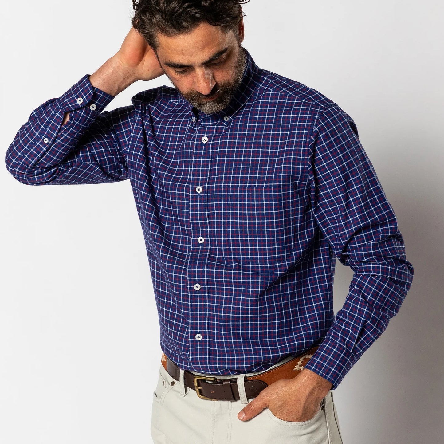 Duck Head Cotton Oxford Sport Shirt (Kline Plaid)