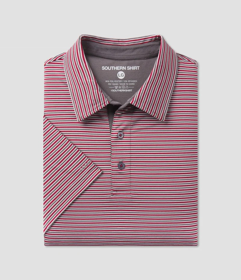 Southern Shirt Scoreboard Stripe Polo - Red Coal