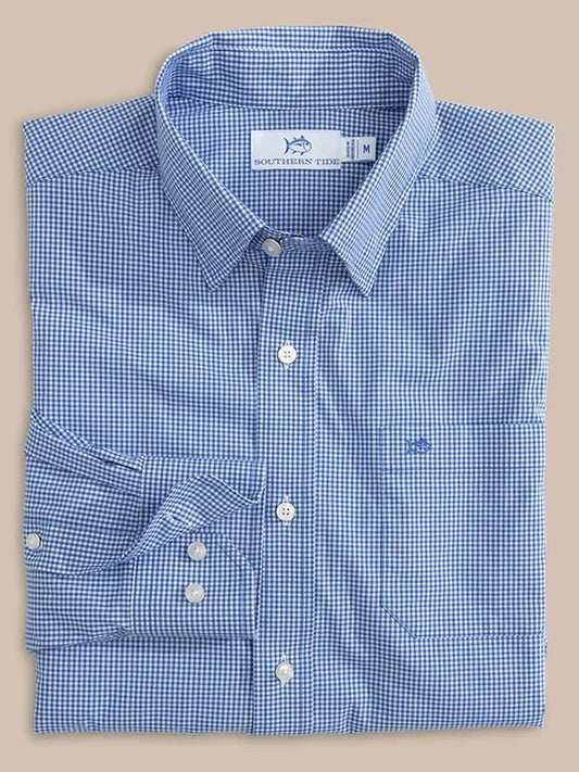 Southern Tide Charleston Parkwood Micro-Gingham Long Sleeve Sport Shirt