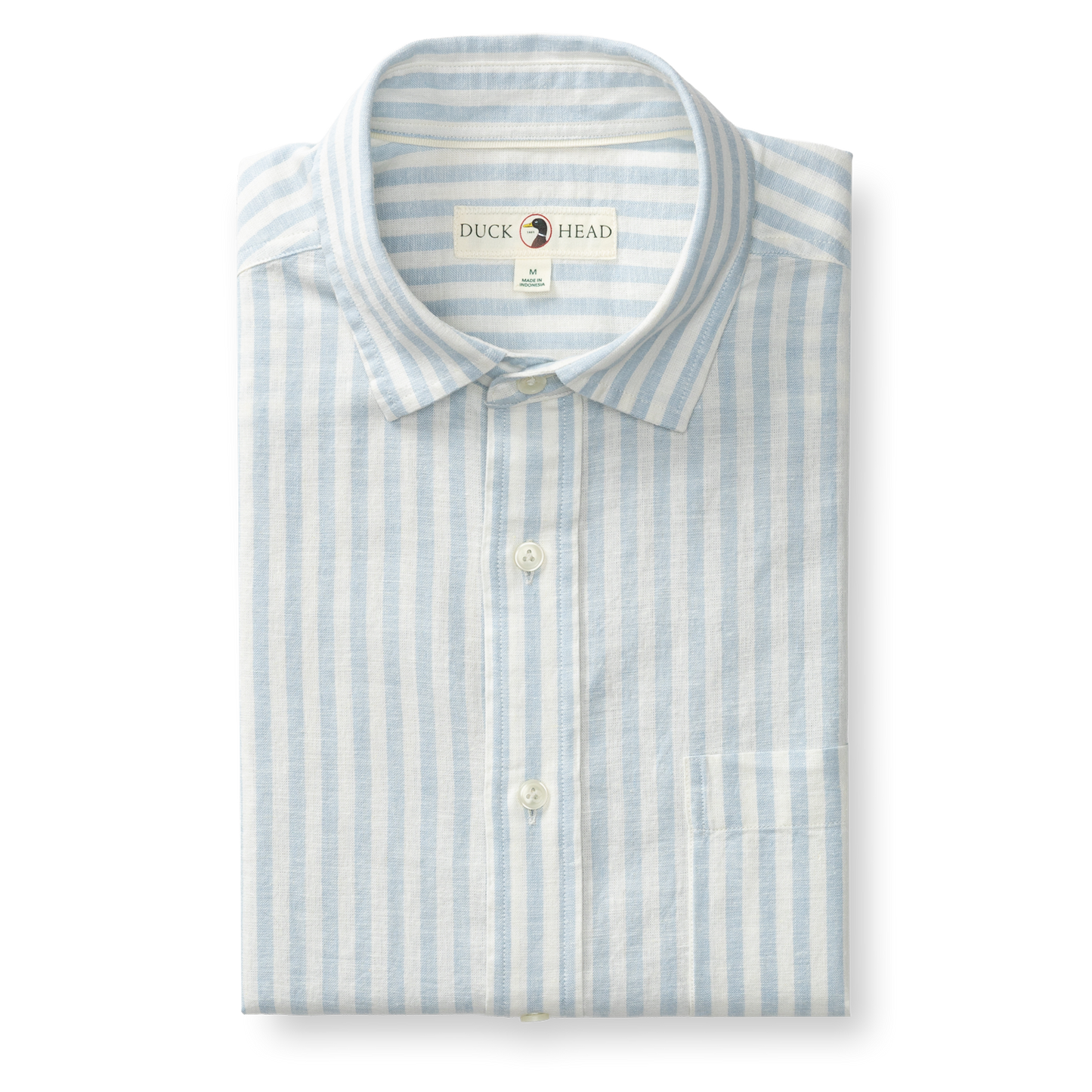 Duck Head Linen Cotton Oxford Sport Shirt Baxter Stripe - Sky Blue