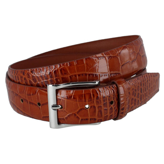 Elias Gator Grain 35mm Leather Belt - Chestnut