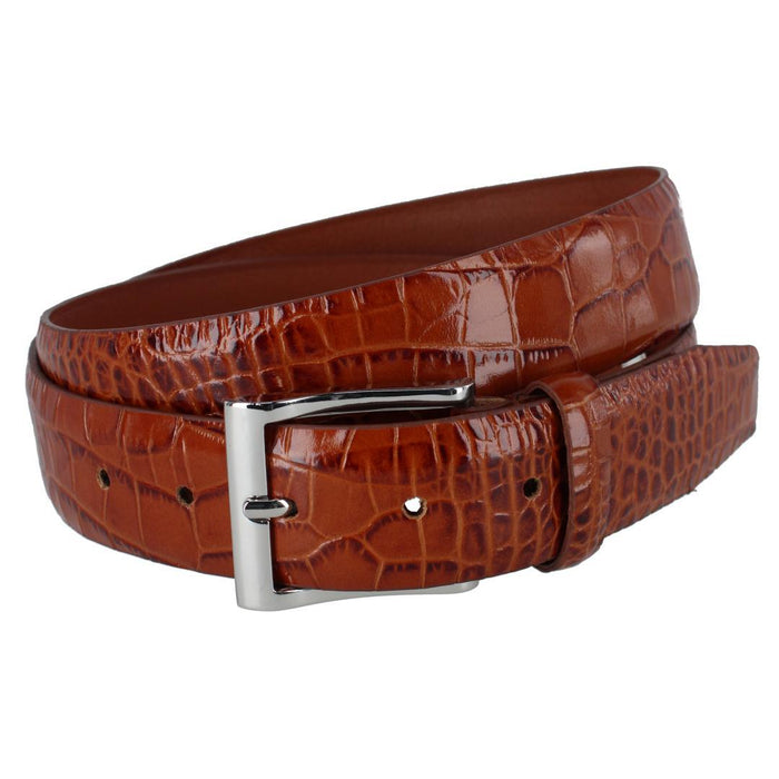 Elias Gator Grain 35mm Leather Belt - Chestnut