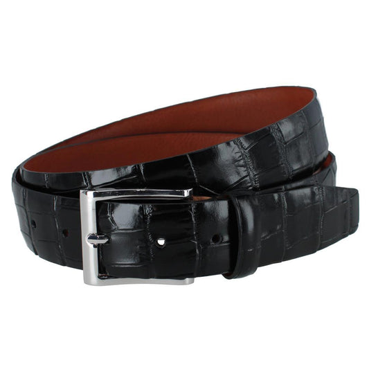 Elias Gator Grain 35mm Leather Belt - Black