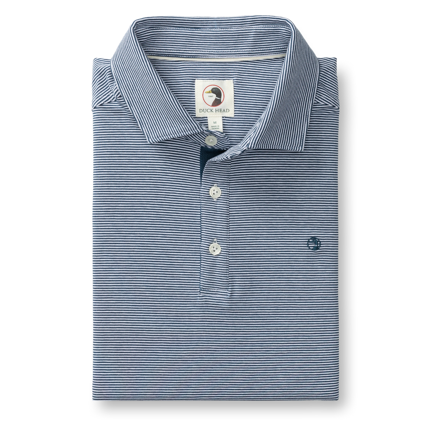 Duck Head Hanover Pima Cotton Jersey Stripe Polo- Mallard Blue
