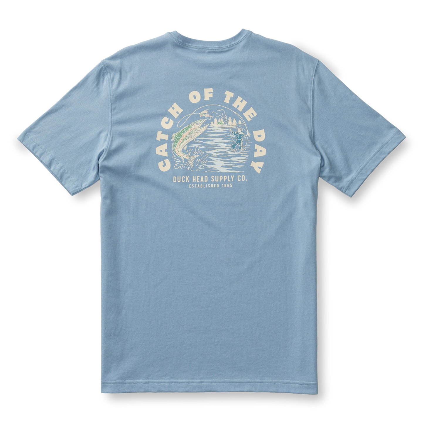 Duck Head Catch Of The Day Short Sleeve T-Shirt -Chambray Blue