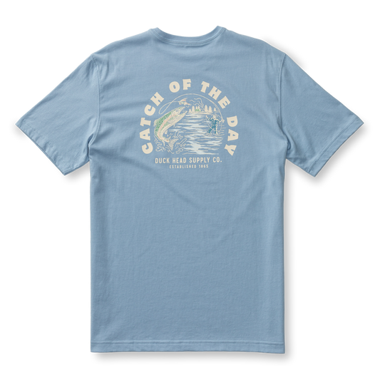 Duck Head Catch Of The Day Short Sleeve T-Shirt -Chambray Blue