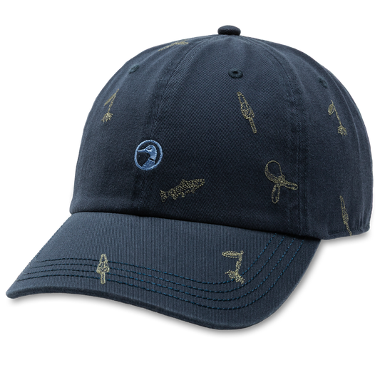 Duck Head All Over Embroidery Twill Hat- Mallard Blue