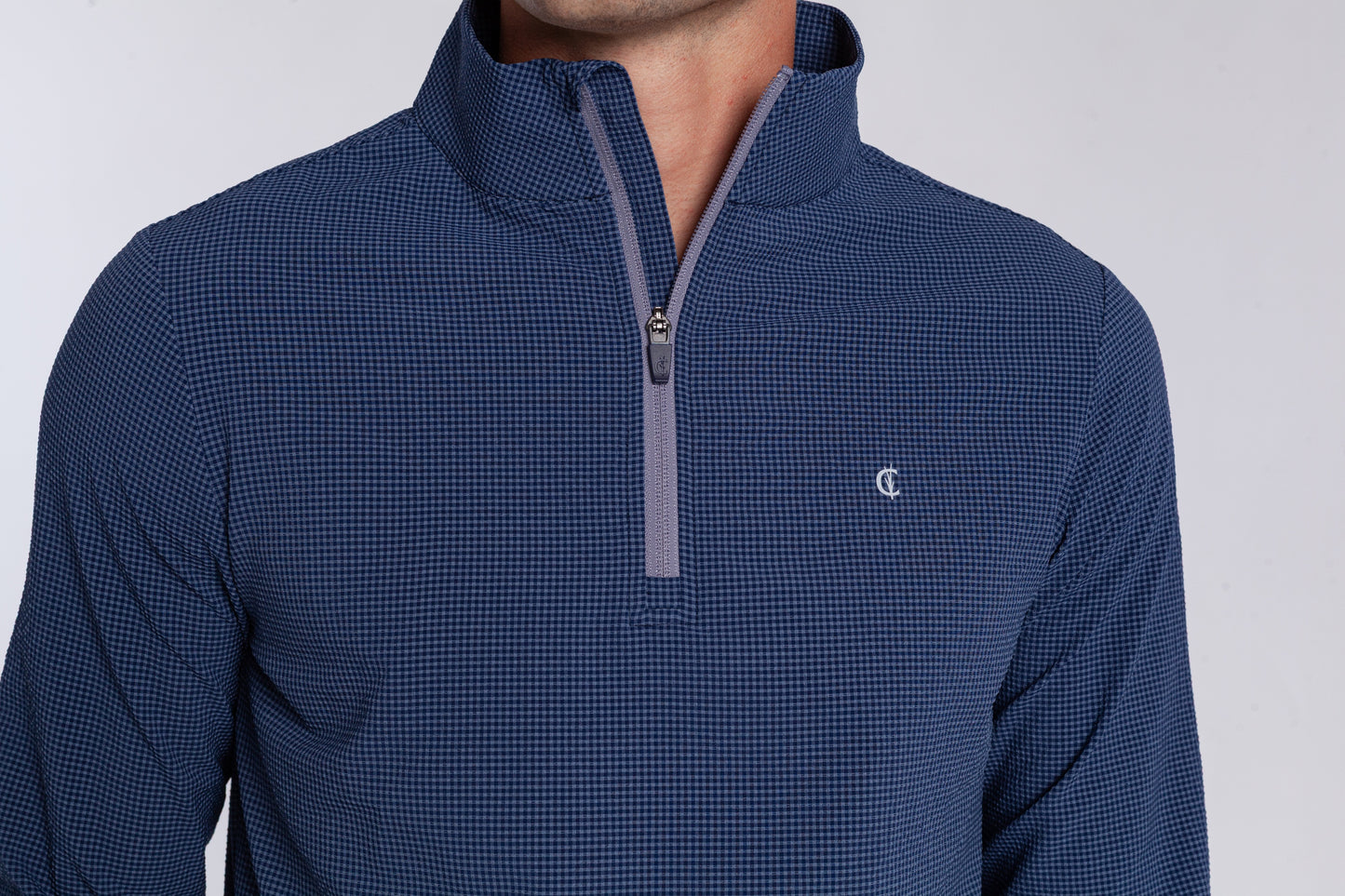 Criquet Seersucker Performance Pullover - Navy