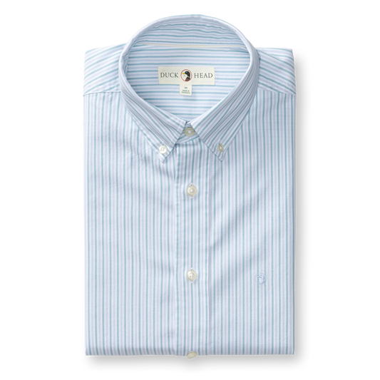 Duck Head Cotton Oxford Sport Shirt Collins Stripe - Lake Blue