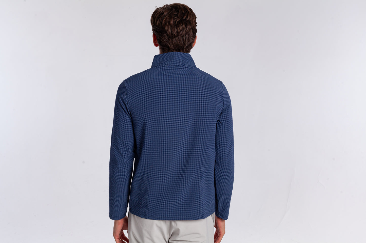Criquet Seersucker Performance Pullover - Navy