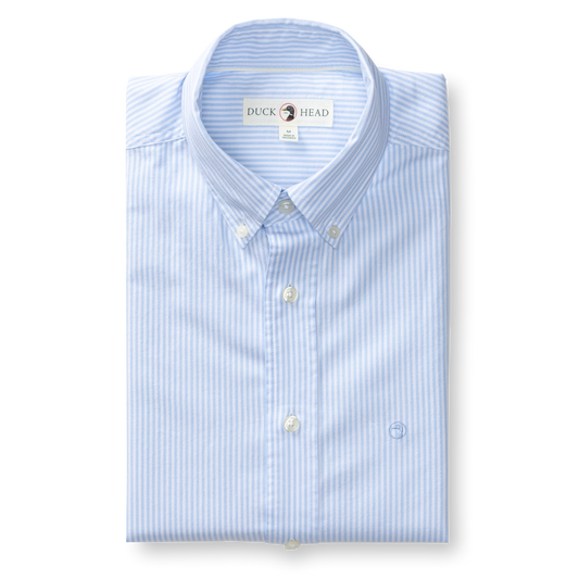 Duck Head Cotton Oxford Sport Shirt Collins Stripe - Serenity Blue